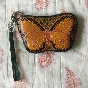 Butterfly Leather ID/Coin Wristlet